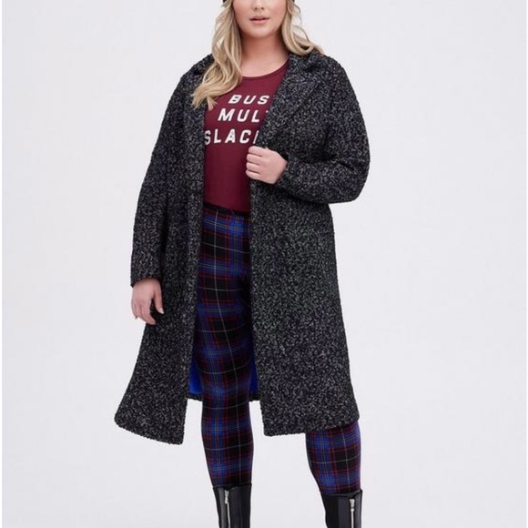 Torrid Black & White Boucle Statement Coat - Picture 2 of 6